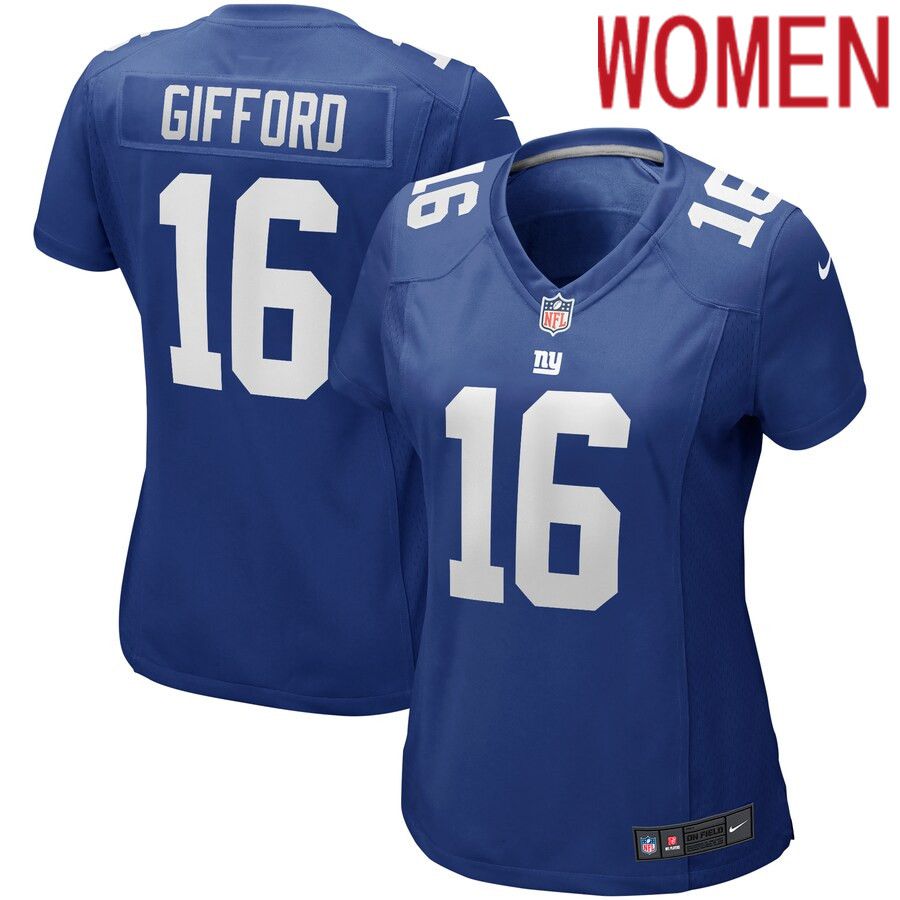 Women New York Giants #16 Frank Gifford Nike Royal Game Retired Player NFL Jersey->women nfl jersey->Women Jersey